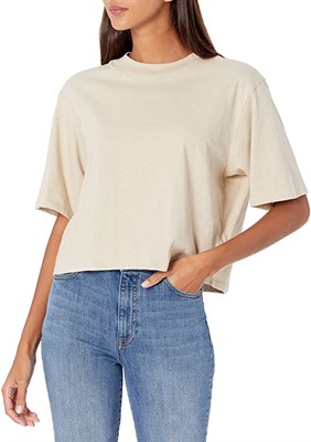 Women's Short-sleeve Cropped Crew Neck T-shirt